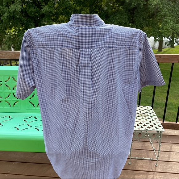 Old Navy Blue White Check Men's Short Sleeve Button Up Shirt X-Large 100% Cotton - Picture 6 of 9